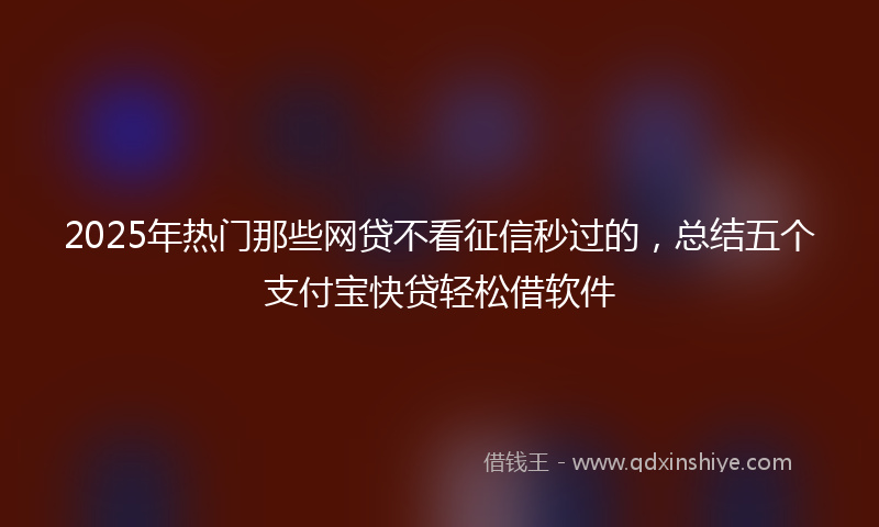 2025年热门那些网贷不看征信秒过的，总结五个支付宝快贷轻松借软件