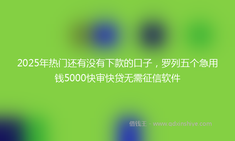 2025年热门还有没有下款的口子，罗列五个急用钱5000快审快贷无需征信软件