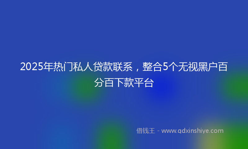 2025年热门私人贷款联系，整合5个无视黑户百分百下款平台
