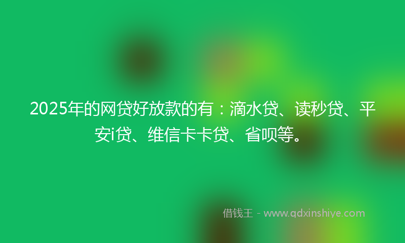 2025年的网贷好放款的有：滴水贷、读秒贷、平安i贷、维信卡卡贷、省呗等。