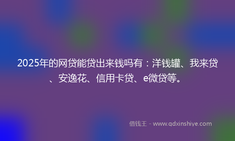 2025年的网贷能贷出来钱吗有：洋钱罐、我来贷、安逸花、信用卡贷、e微贷等。