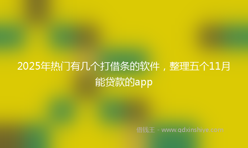 2025年热门有几个打借条的软件，整理五个11月能贷款的app