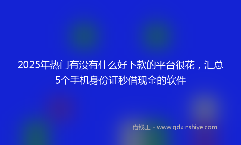 2025年热门有没有什么好下款的平台很花，汇总5个手机身份证秒借现金的软件