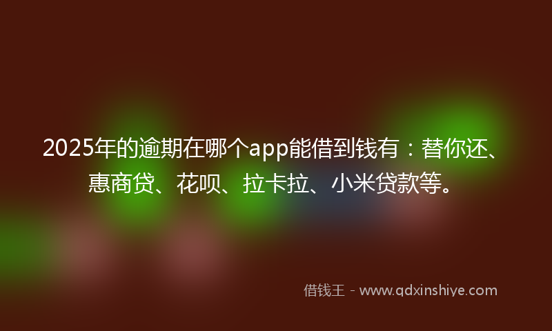 2025年的逾期在哪个app能借到钱有：替你还、惠商贷、花呗、拉卡拉、小米贷款等。