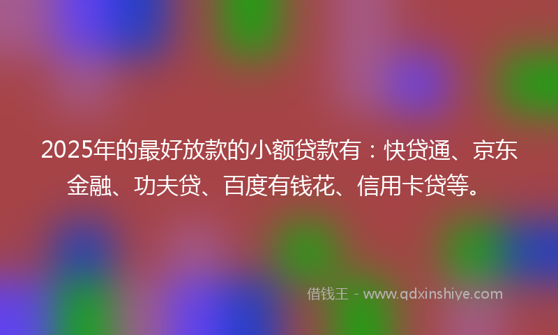 2025年的最好放款的小额贷款有：快贷通、京东金融、功夫贷、百度有钱花、信用卡贷等。