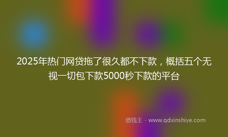 2025年热门网贷拖了很久都不下款，概括五个无视一切包下款5000秒下款的平台