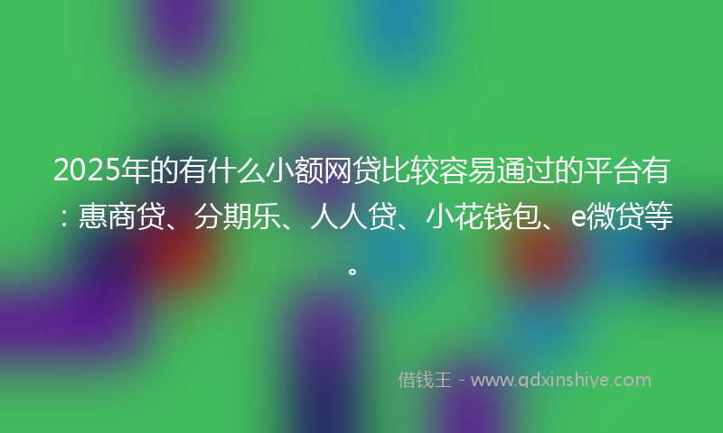 2025年的有什么小额网贷比较容易通过的平台有：惠商贷、分期乐、人人贷、小花钱包、e微贷等。