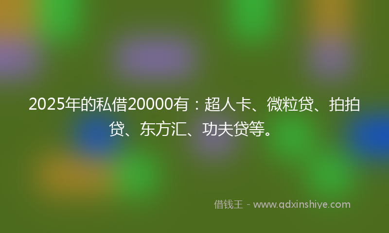 2025年的私借20000有：超人卡、微粒贷、拍拍贷、东方汇、功夫贷等。