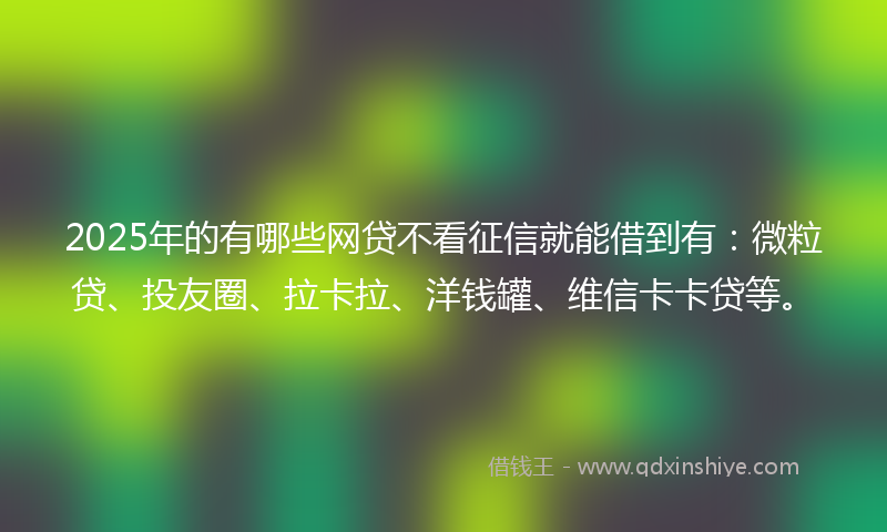 2025年的有哪些网贷不看征信就能借到有：微粒贷、投友圈、拉卡拉、洋钱罐、维信卡卡贷等。