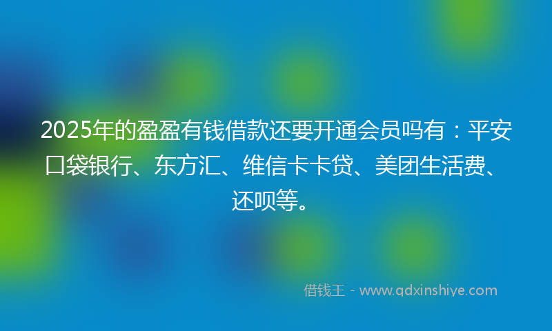 2025年的盈盈有钱借款还要开通会员吗有：平安口袋银行、东方汇、维信卡卡贷、美团生活费、还呗等。