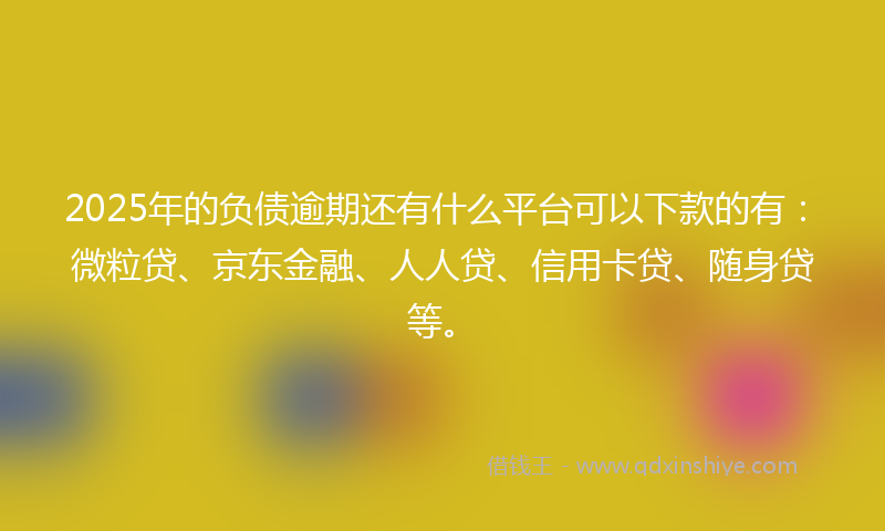 2025年的负债逾期还有什么平台可以下款的有：微粒贷、京东金融、人人贷、信用卡贷、随身贷等。