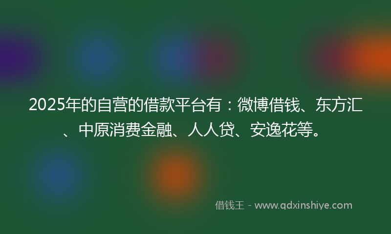 2025年的自营的借款平台有：微博借钱、东方汇、中原消费金融、人人贷、安逸花等。