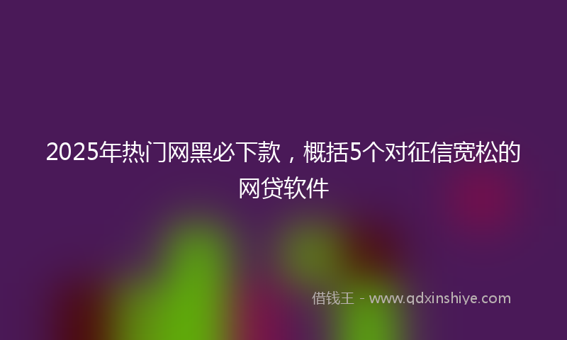 2025年热门网黑必下款，概括5个对征信宽松的网贷软件