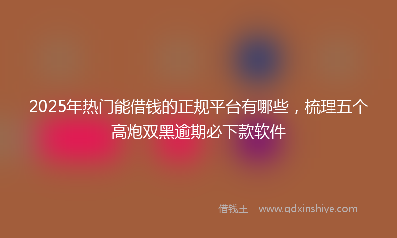2025年热门能借钱的正规平台有哪些，梳理五个高炮双黑逾期必下款软件