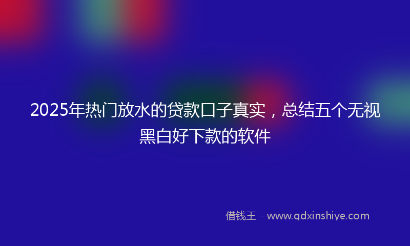 2025年热门放水的贷款口子真实，总结五个无视黑白好下款的软件