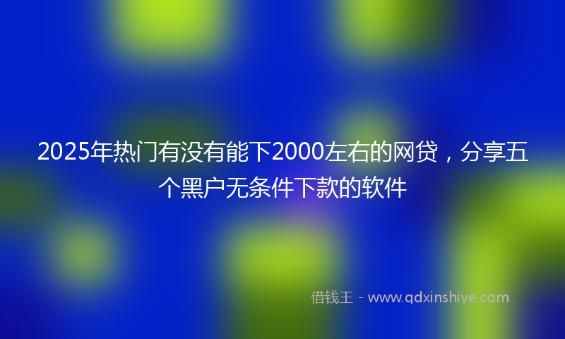2025年热门有没有能下2000左右的网贷，分享五个黑户无条件下款的软件