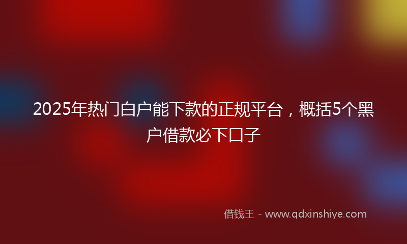2025年热门白户能下款的正规平台，概括5个黑户借款必下口子