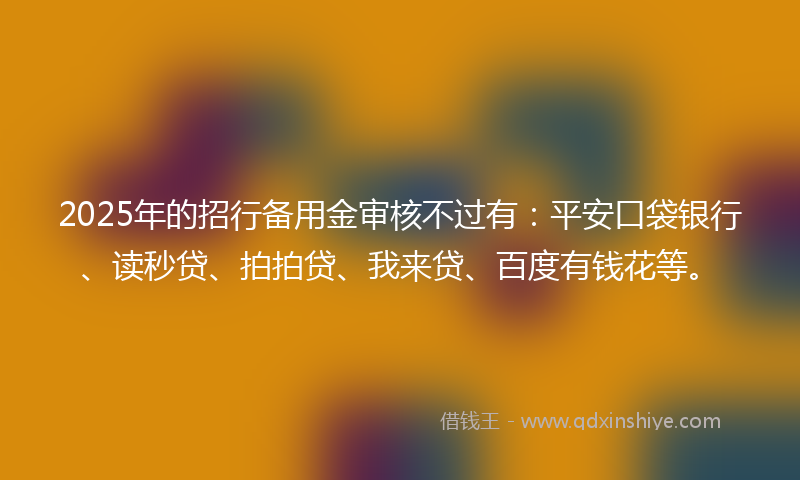 2025年的招行备用金审核不过有：平安口袋银行、读秒贷、拍拍贷、我来贷、百度有钱花等。