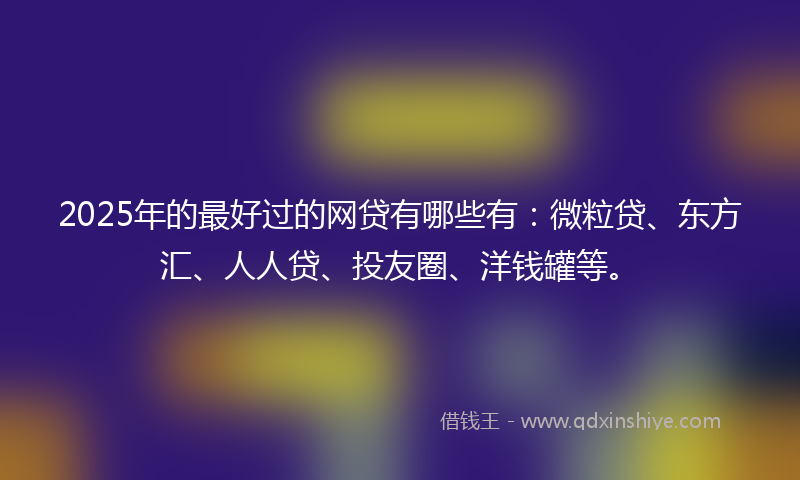 2025年的最好过的网贷有哪些有：微粒贷、东方汇、人人贷、投友圈、洋钱罐等。