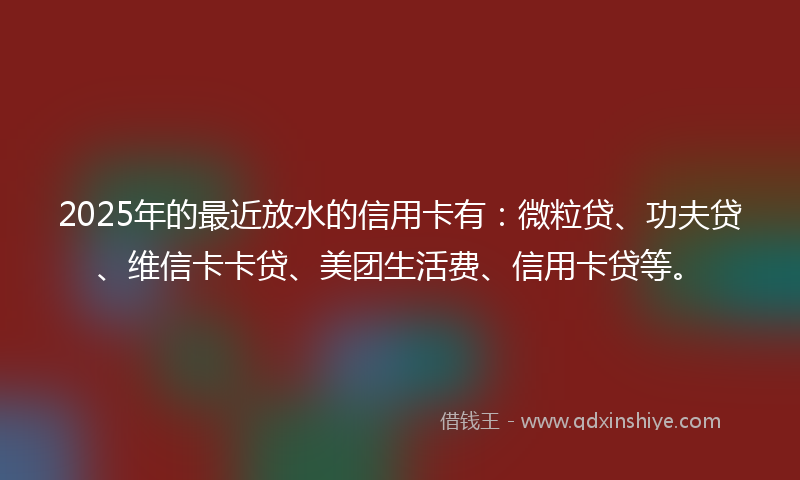 2025年的最近放水的信用卡有：微粒贷、功夫贷、维信卡卡贷、美团生活费、信用卡贷等。