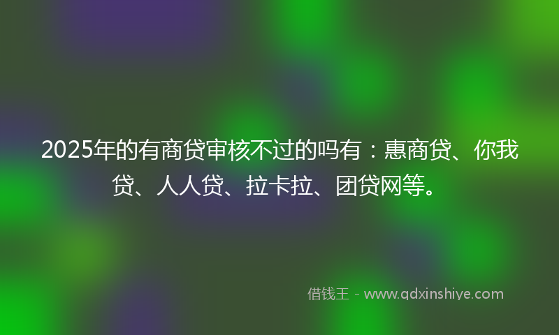 2025年的有商贷审核不过的吗有：惠商贷、你我贷、人人贷、拉卡拉、团贷网等。
