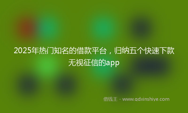 2025年热门知名的借款平台，归纳五个快速下款无视征信的app