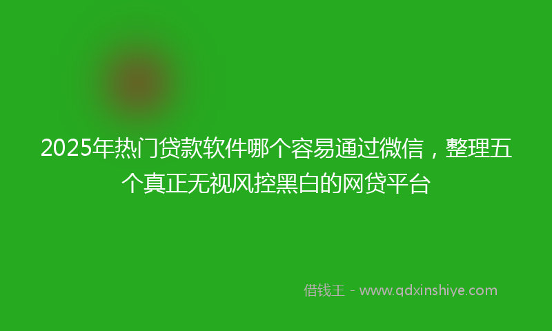 2025年热门贷款软件哪个容易通过微信，整理五个真正无视风控黑白的网贷平台