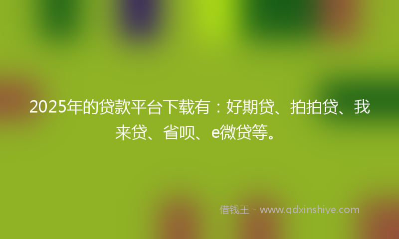 2025年的贷款平台下载有：好期贷、拍拍贷、我来贷、省呗、e微贷等。