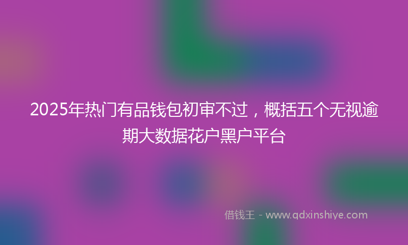 2025年热门有品钱包初审不过，概括五个无视逾期大数据花户黑户平台