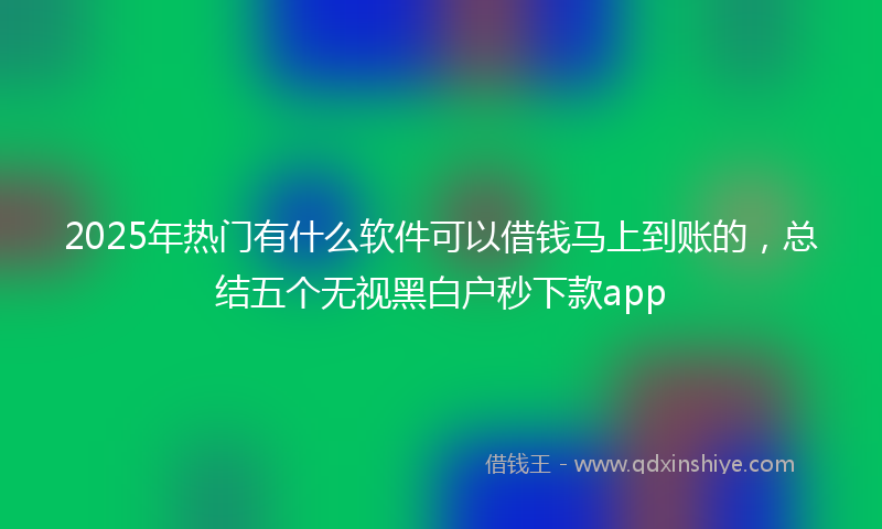 2025年热门有什么软件可以借钱马上到账的，总结五个无视黑白户秒下款app