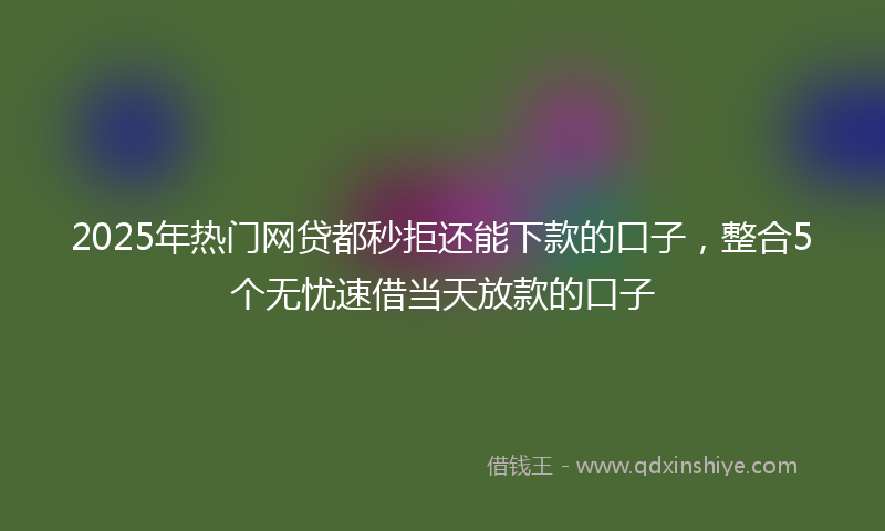2025年热门网贷都秒拒还能下款的口子，整合5个无忧速借当天放款的口子