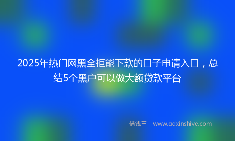 2025年热门网黑全拒能下款的口子申请入口，总结5个黑户可以做大额贷款平台