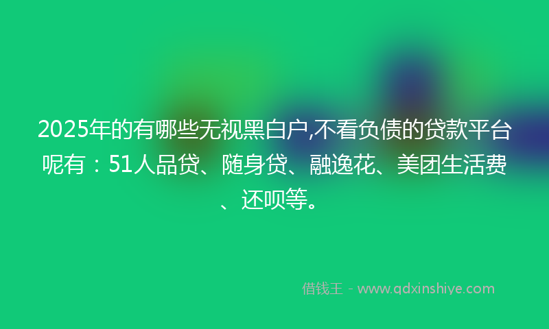 2025年的有哪些无视黑白户,不看负债的贷款平台呢有：51人品贷、随身贷、融逸花、美团生活费、还呗等。