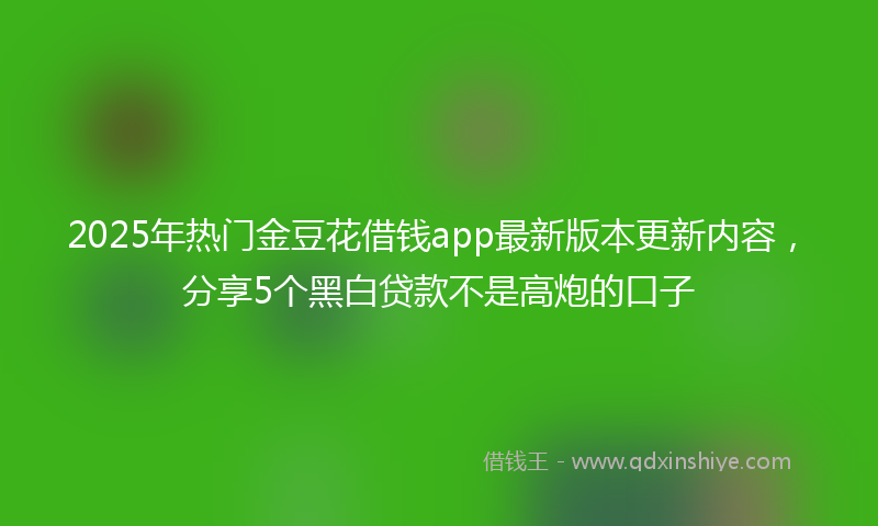 2025年热门金豆花借钱app最新版本更新内容，分享5个黑白贷款不是高炮的口子