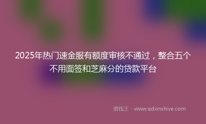 2025年热门速金服有额度审核不通过，整合五个不用面签和芝麻分的贷款平台