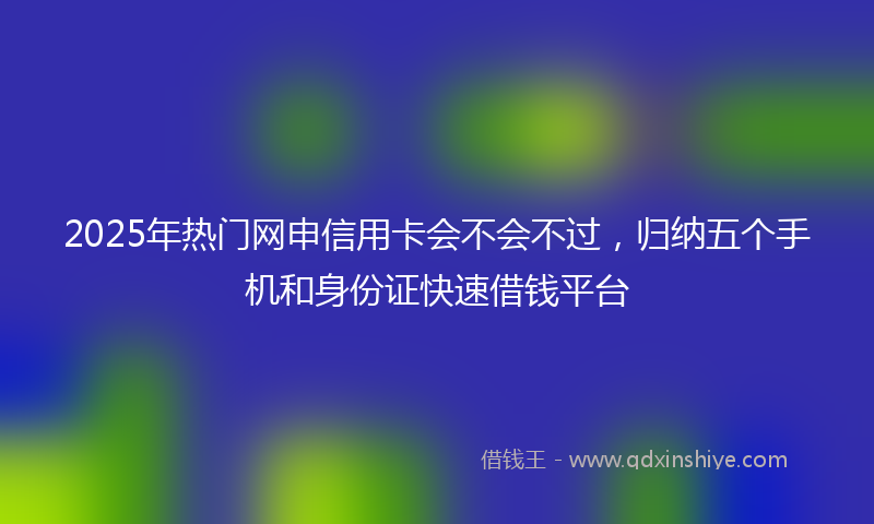 2025年热门网申信用卡会不会不过，归纳五个手机和身份证快速借钱平台