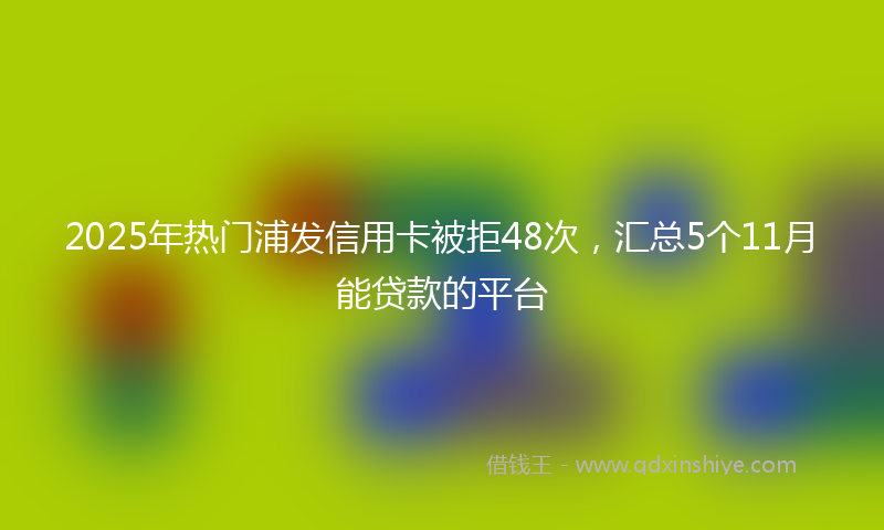 2025年热门浦发信用卡被拒48次，汇总5个11月能贷款的平台