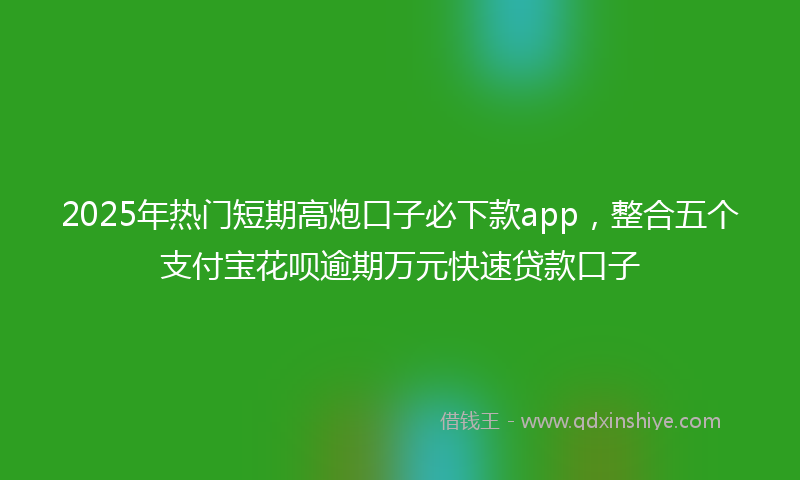 2025年热门短期高炮口子必下款app，整合五个支付宝花呗逾期万元快速贷款口子