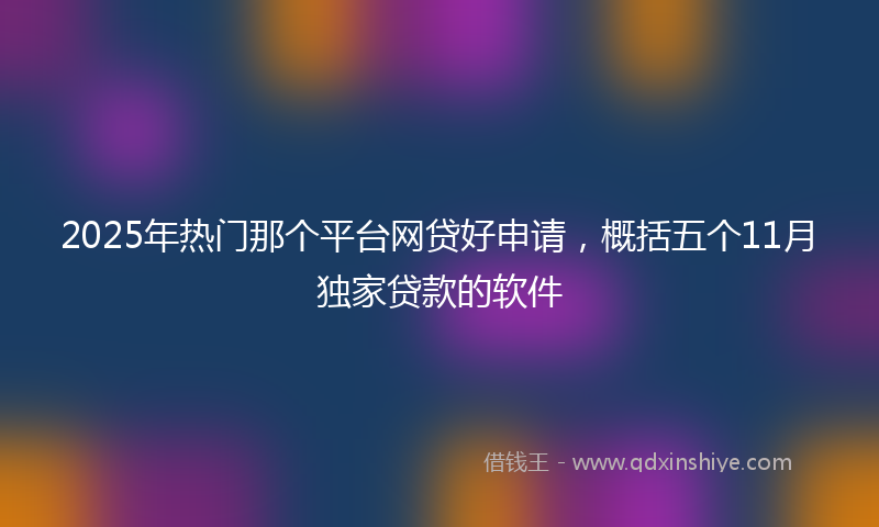 2025年热门那个平台网贷好申请，概括五个11月独家贷款的软件