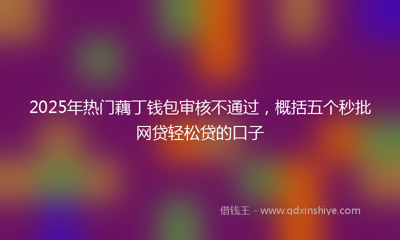 2025年热门藕丁钱包审核不通过，概括五个秒批网贷轻松贷的口子
