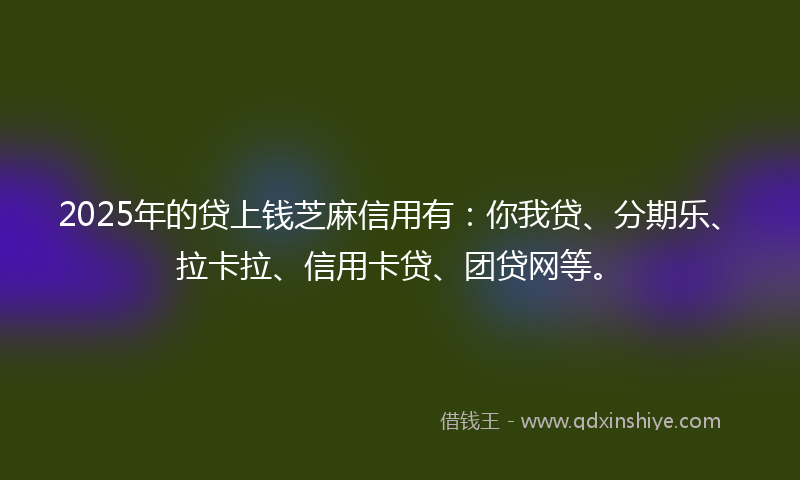 2025年的贷上钱芝麻信用有：你我贷、分期乐、拉卡拉、信用卡贷、团贷网等。