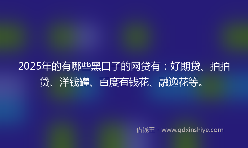 2025年的有哪些黑口子的网贷有：好期贷、拍拍贷、洋钱罐、百度有钱花、融逸花等。