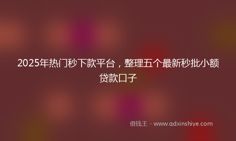 2025年热门秒下款平台，整理五个最新秒批小额贷款口子