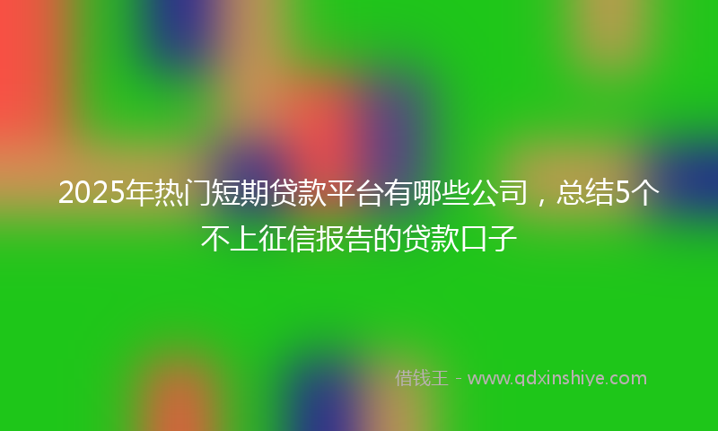 2025年热门短期贷款平台有哪些公司，总结5个不上征信报告的贷款口子