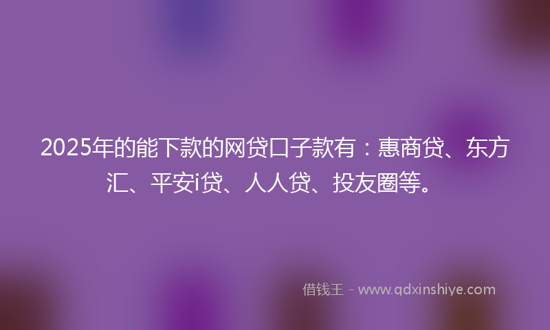 2025年的能下款的网贷口子款有：惠商贷、东方汇、平安i贷、人人贷、投友圈等。