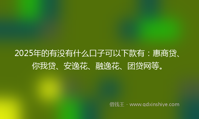 2025年的有没有什么口子可以下款有：惠商贷、你我贷、安逸花、融逸花、团贷网等。