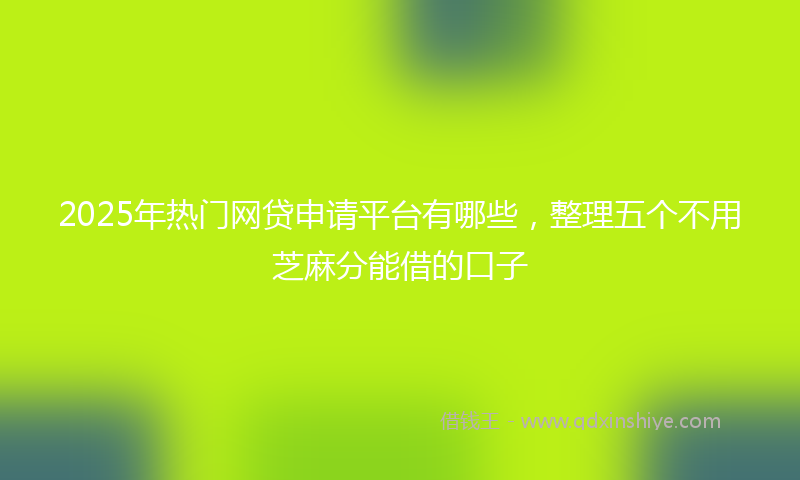 2025年热门网贷申请平台有哪些，整理五个不用芝麻分能借的口子