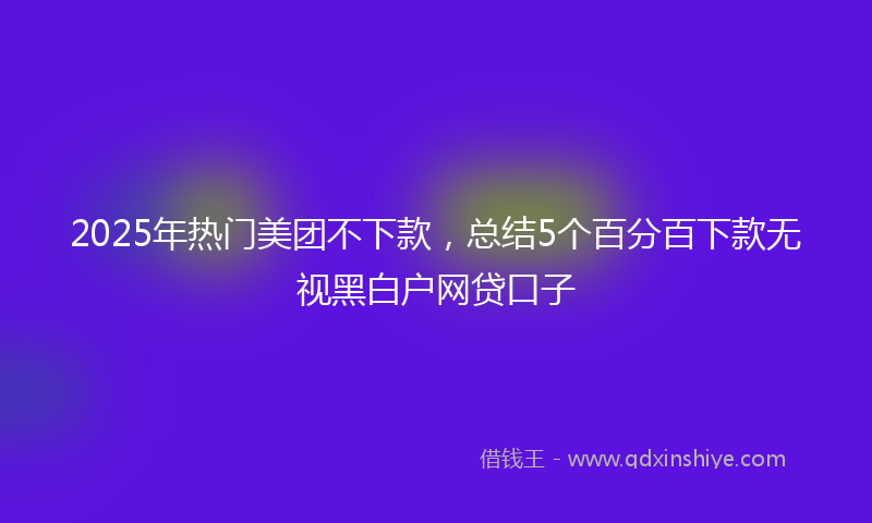 2025年热门美团不下款，总结5个百分百下款无视黑白户网贷口子