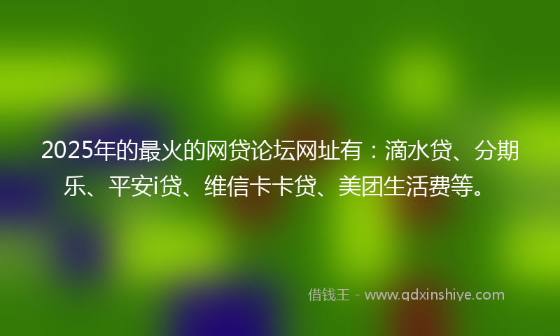 2025年的最火的网贷论坛网址有：滴水贷、分期乐、平安i贷、维信卡卡贷、美团生活费等。