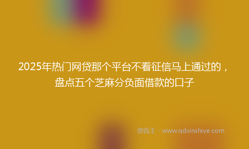 2025年热门网贷那个平台不看征信马上通过的，盘点五个芝麻分负面借款的口子